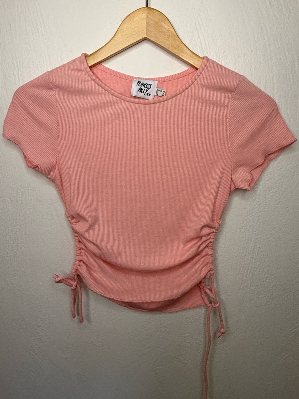 Princess Polly NWOT Blush Pink Ruched Side Crop Tee